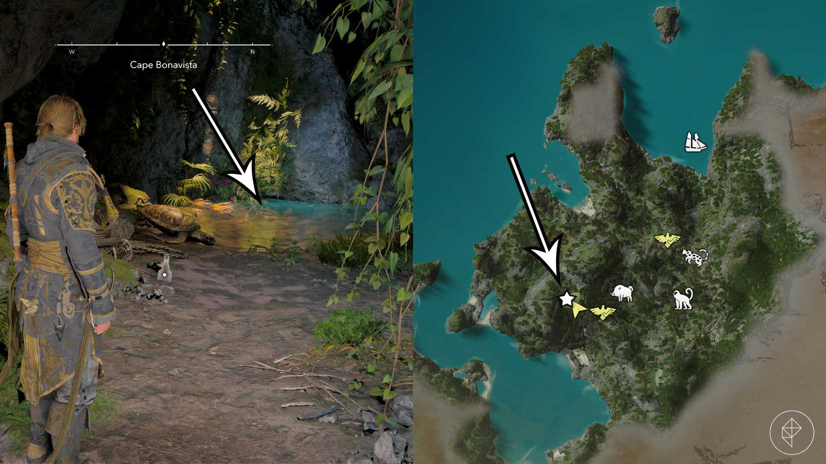 The Cape Bonavista treasure location in Assassin's Creed Black Flag Resynced.