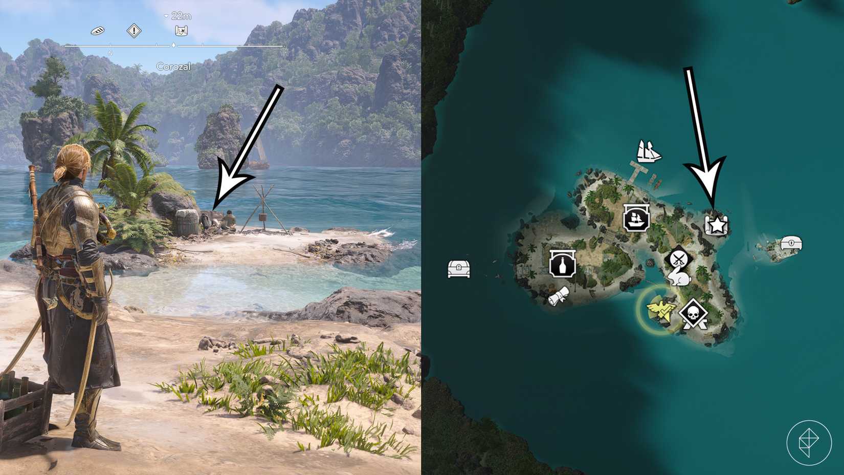 The location of the Corozal treasure map in Assassin's Creed Black Flag Resynced.