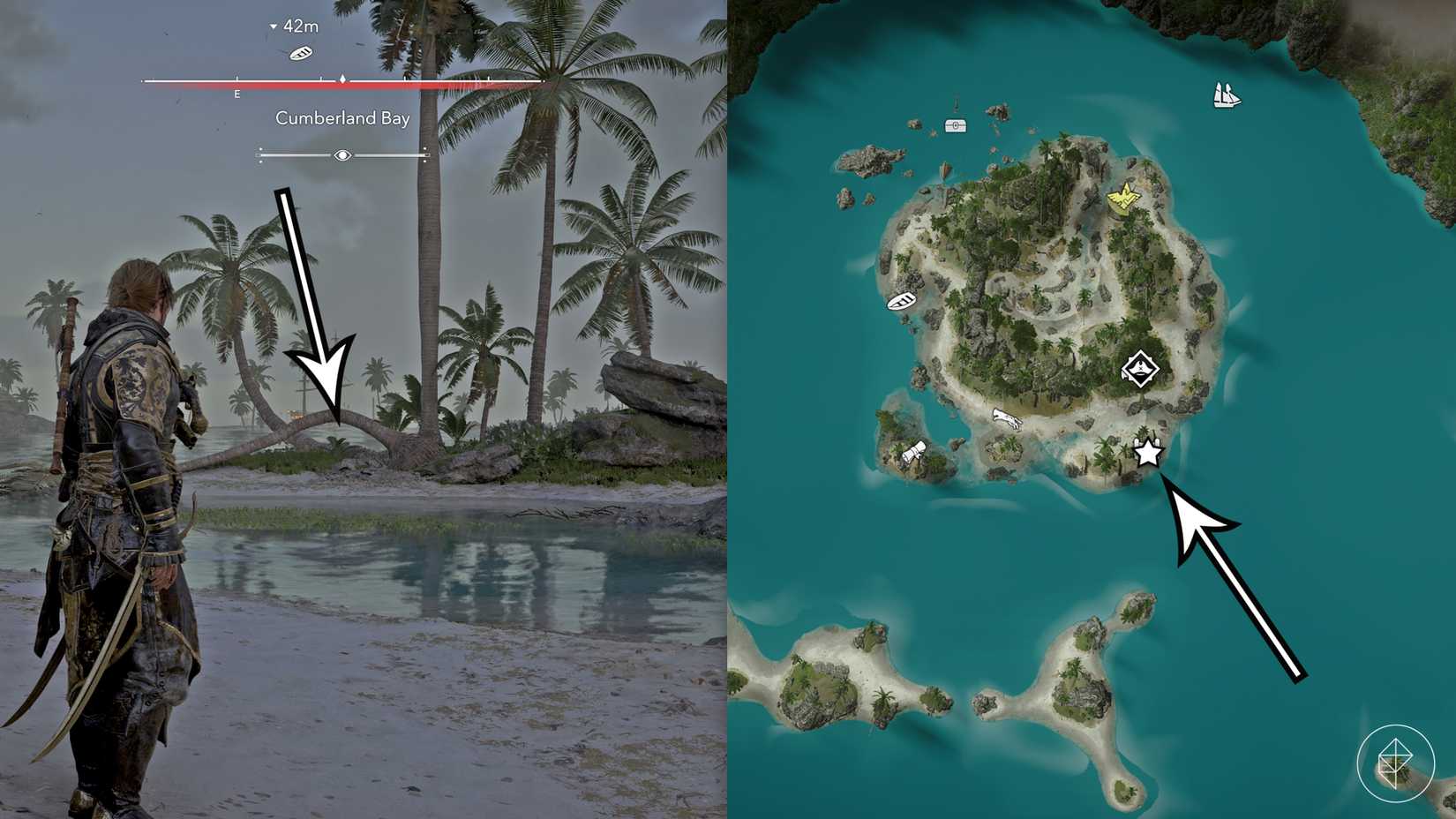 The Cumberland Bay treasure map location in Assassin's Creed Black Flag Resynced.