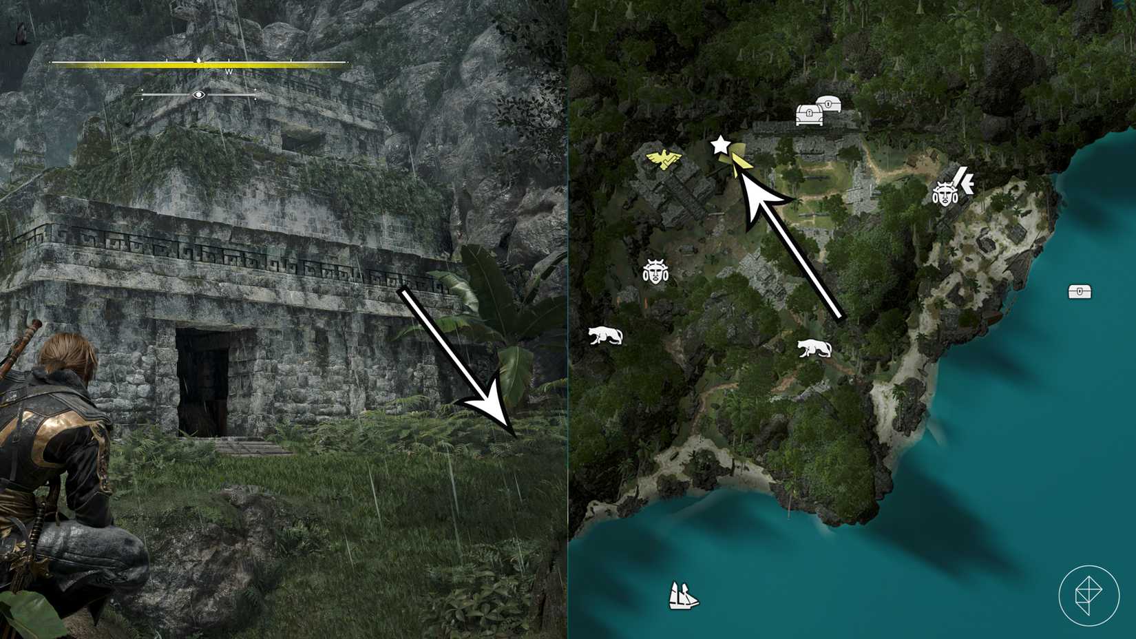 The treasure from the Cumberland Bay treasure map in Assassin's Creed Black Flag Resynced.