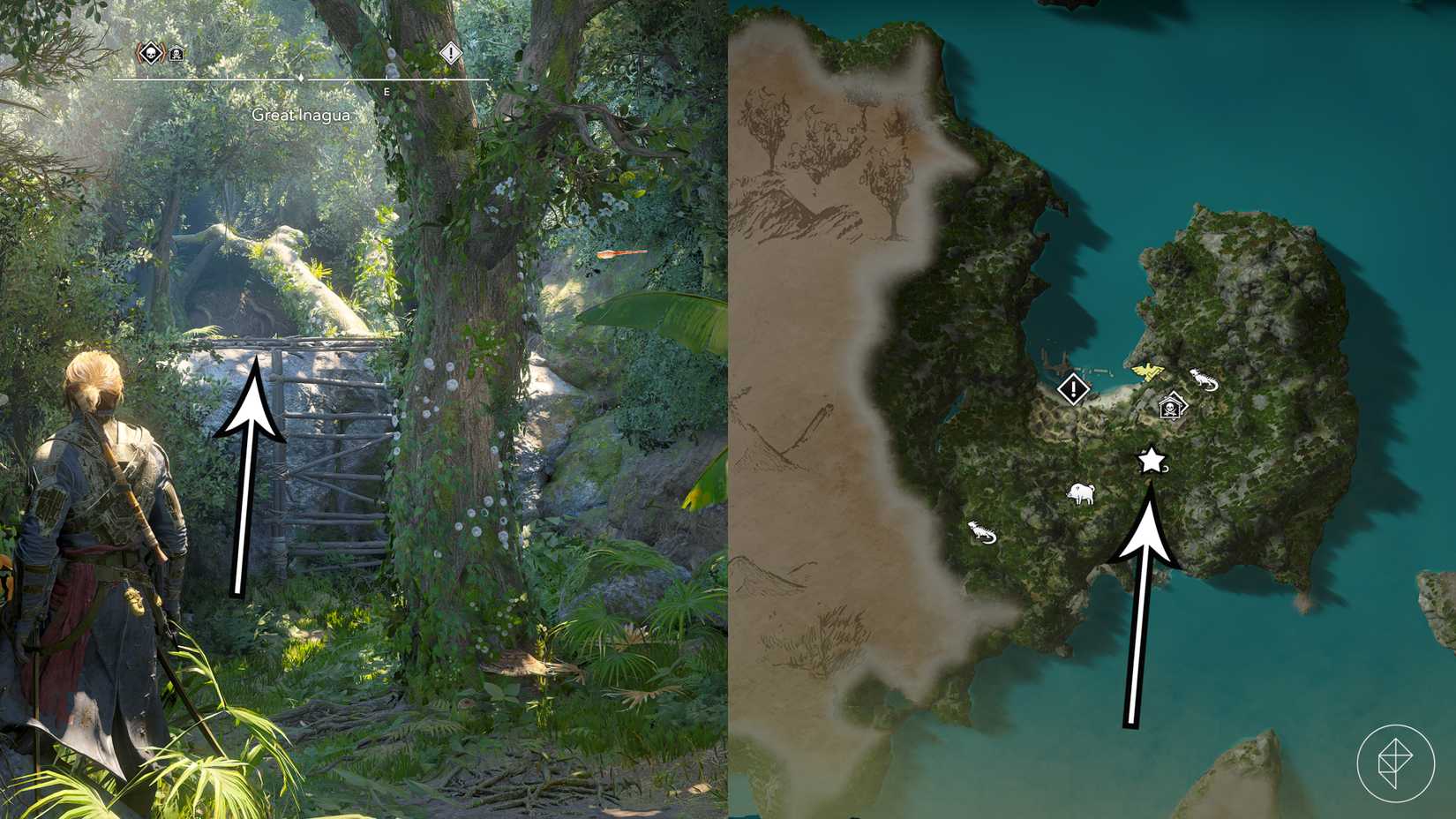 The white jaguar's location, needed to get digested map pieces in Assassin's Creed Black Flag Resynced.