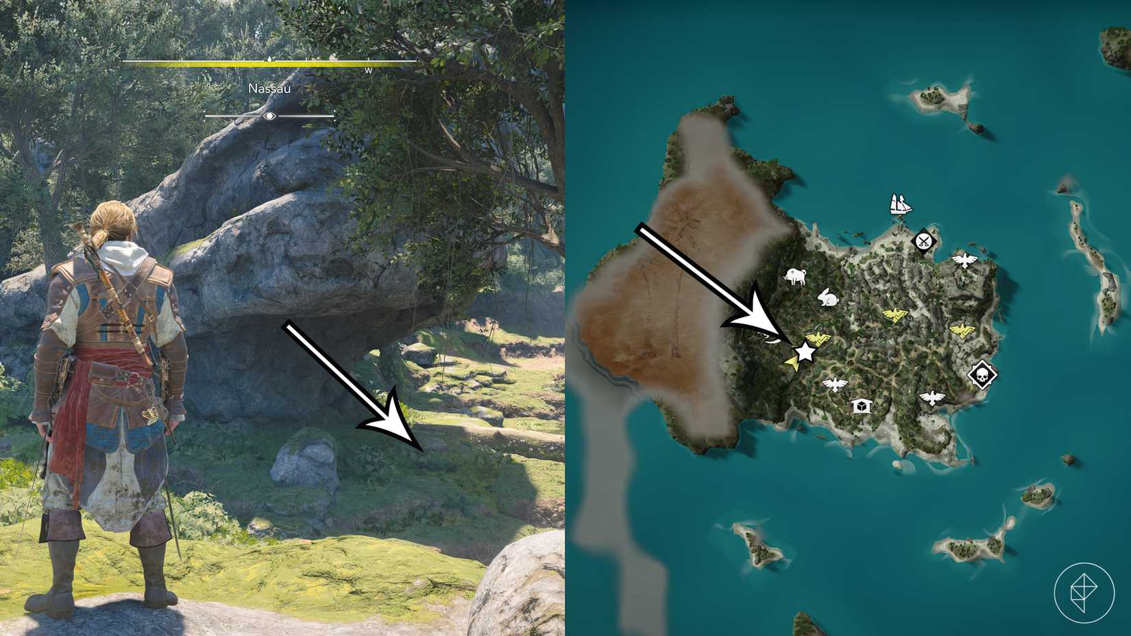 A treasure location in Assassin's Creed Black Flag Resynced.