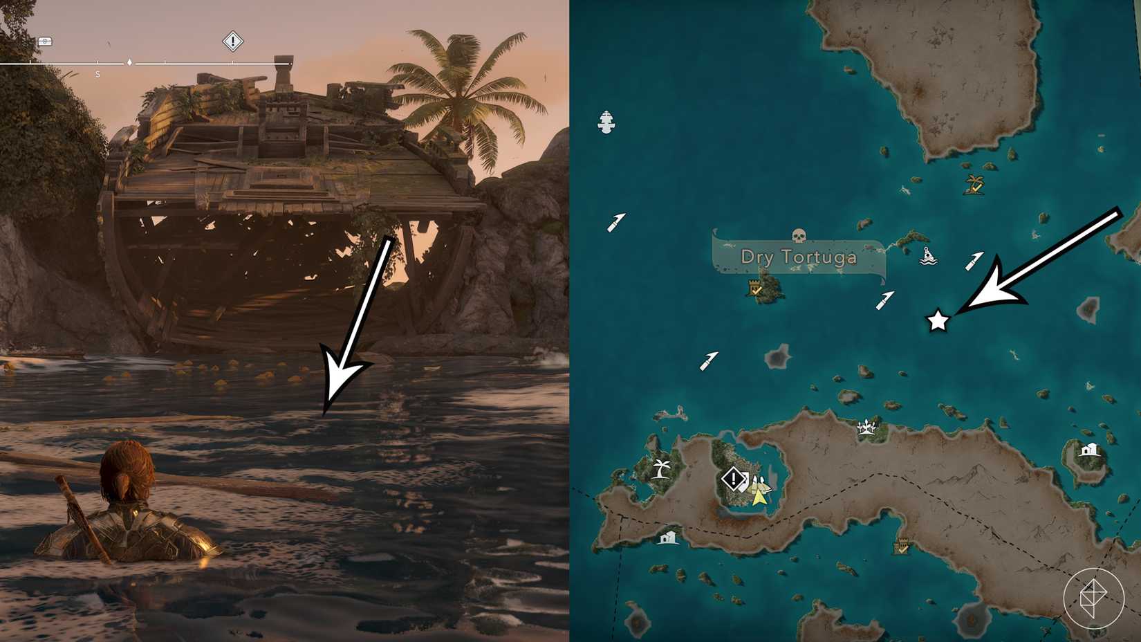 The location of the Dry Tortuga treasure in Assassin's Creed Black Flag Resynced.