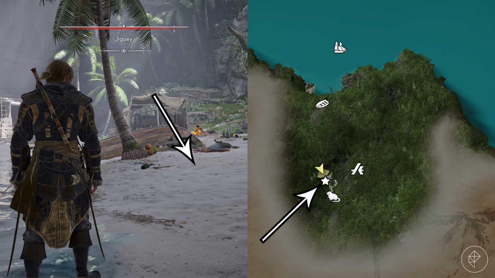 A treasure location in Assassin's Creed Black Flag Resynced.