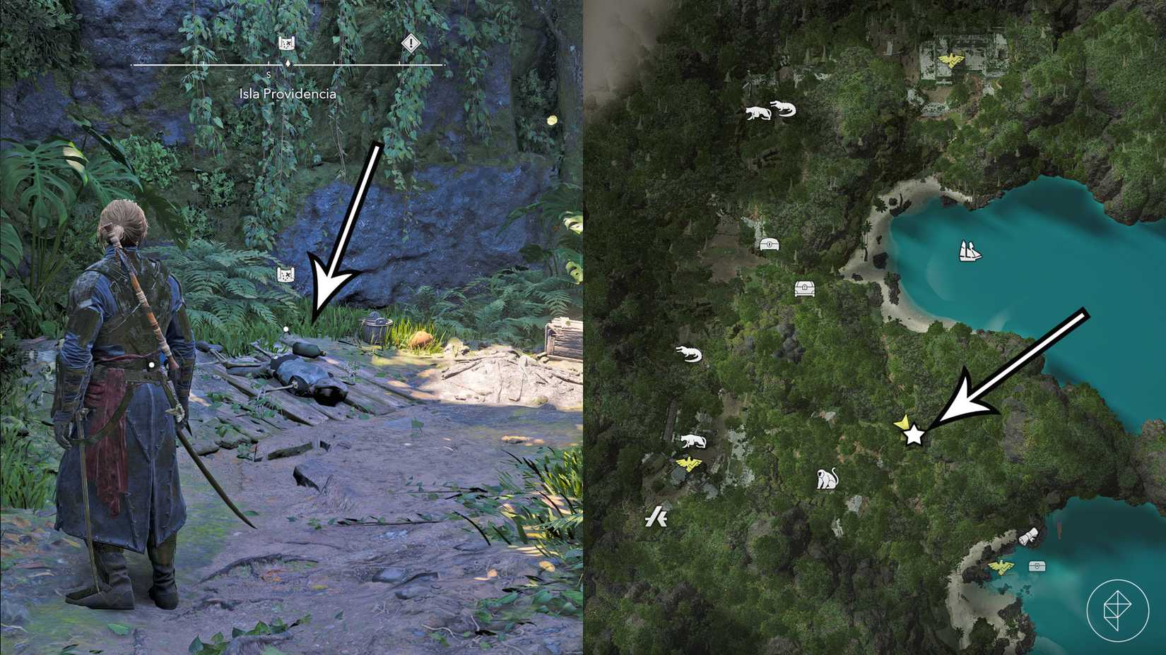 The Isla Providencia treasure map location in Assassin's Creed Black Flag Resynced.