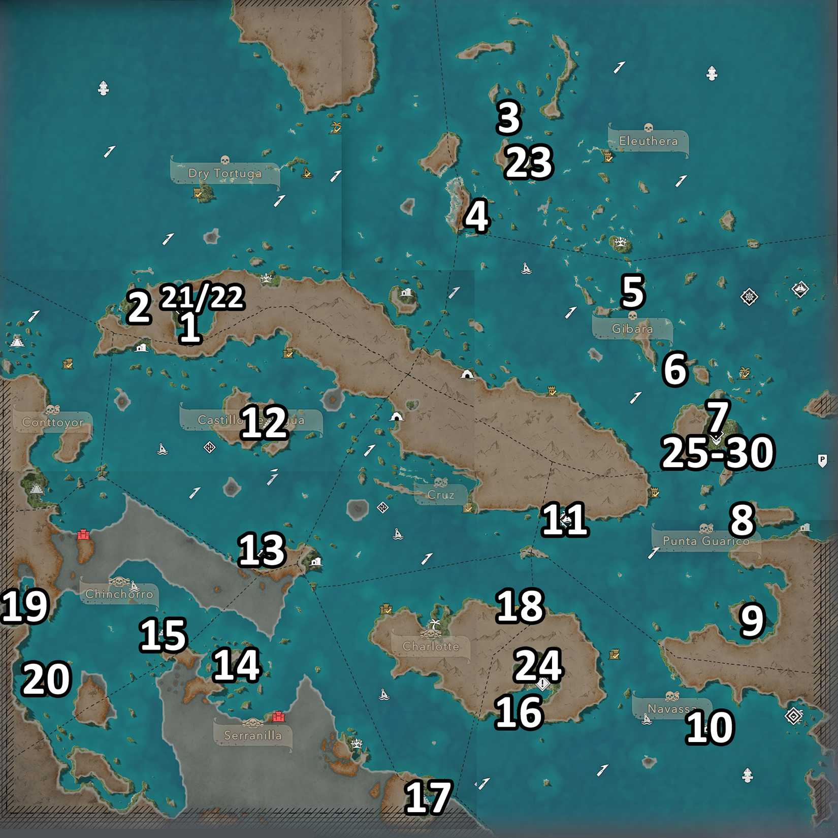 Treasure maps and buried treasure locations in Assassin's Creed Black ...