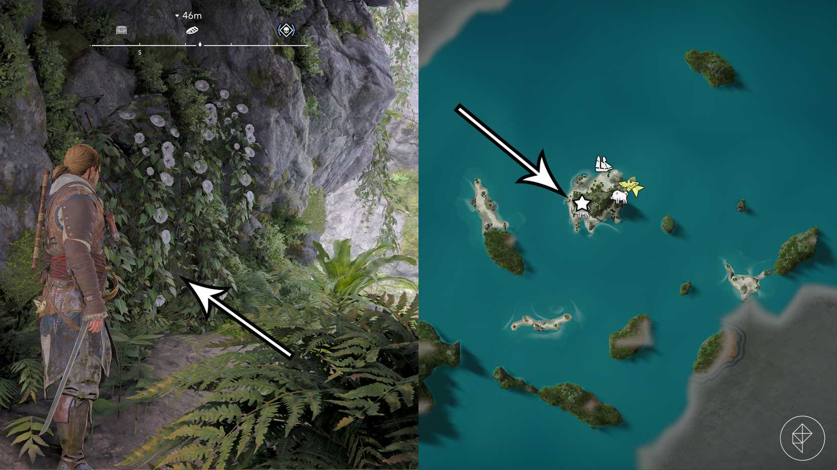 A treasure location in Assassin's Creed Black Flag Resynced.