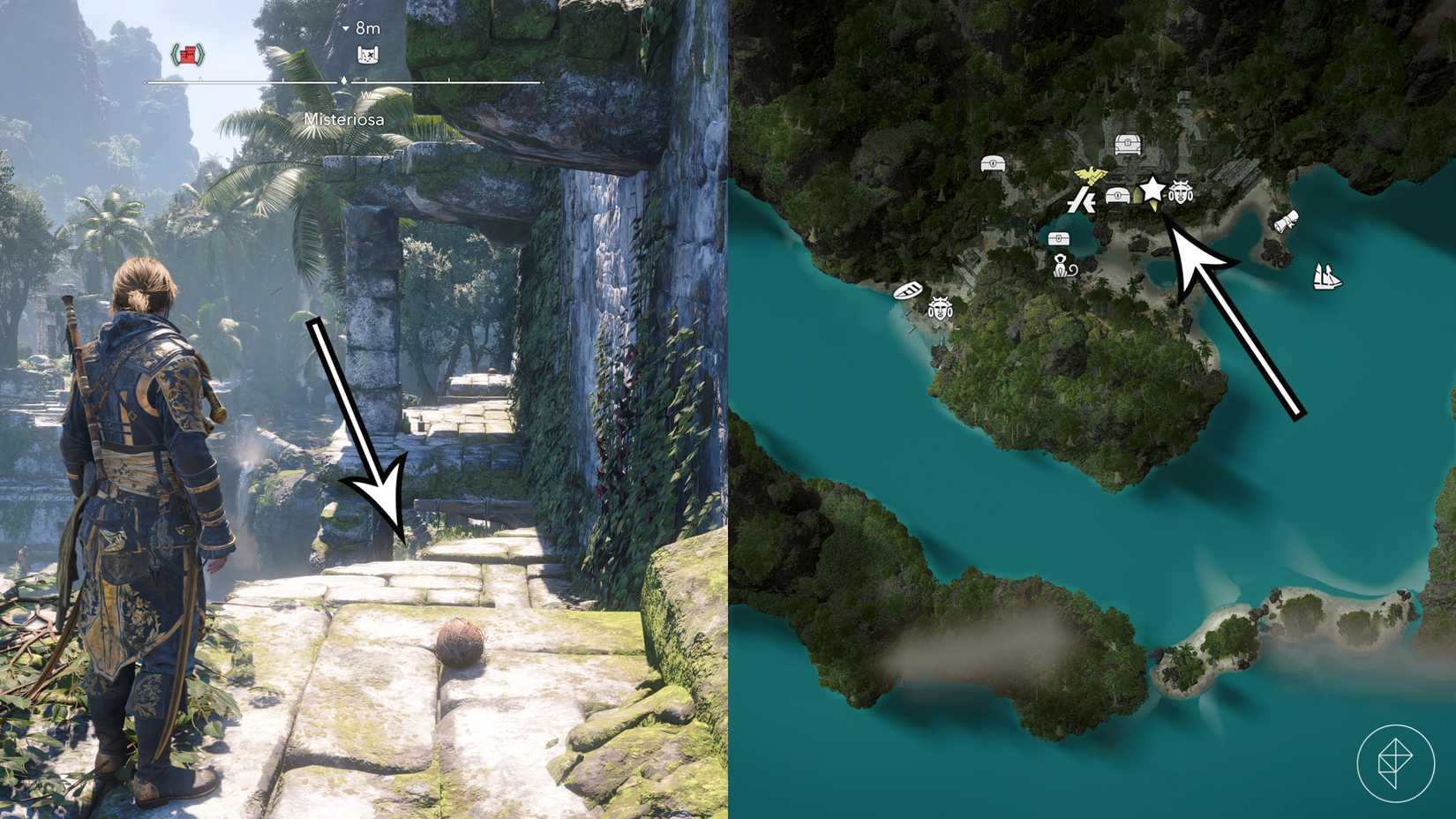 A treasure location in Assassin's Creed Black Flag Resynced.