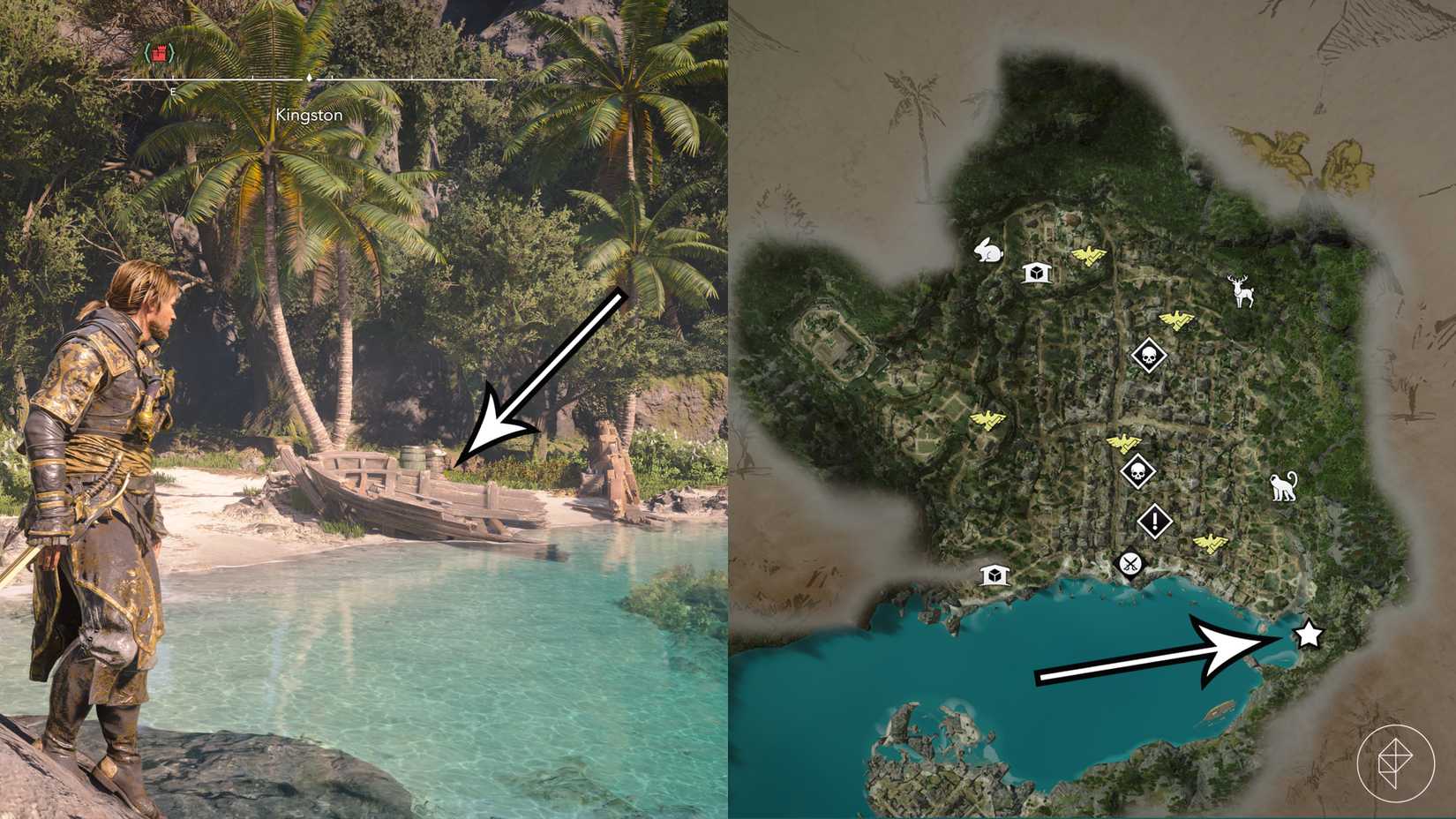 A treasure location in Assassin's Creed Black Flag Resynced.