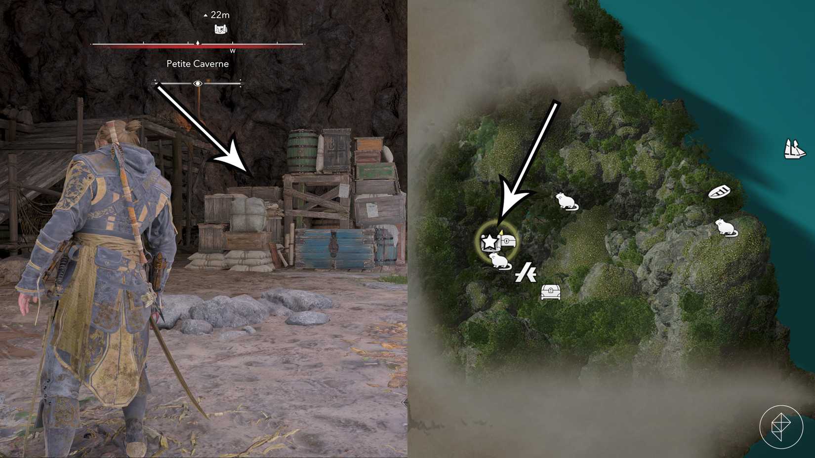 A treasure location in Assassin's Creed Black Flag Resynced.