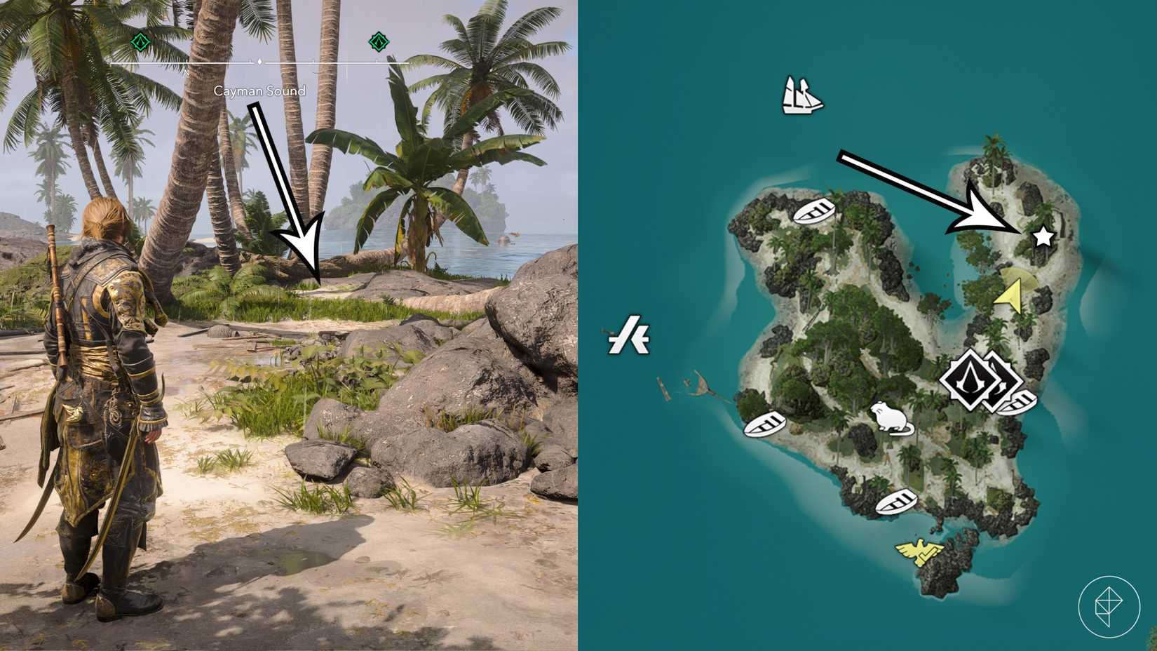 A treasure location in Assassin's Creed Black Flag Resynced.