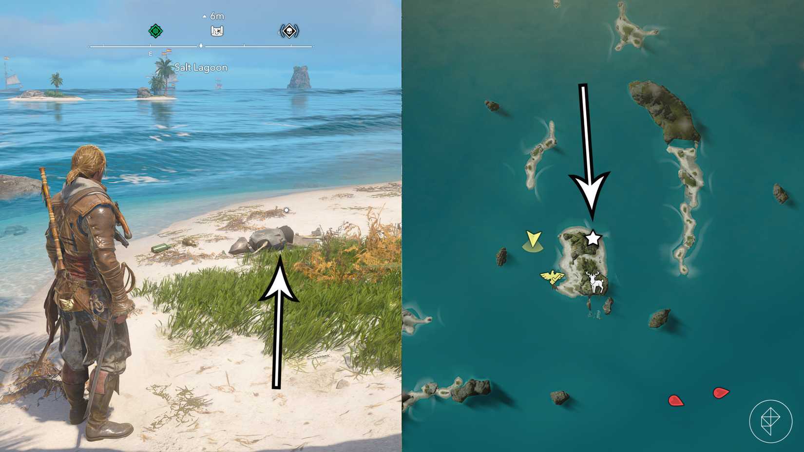 A treasure location in Assassin's Creed Black Flag Resynced.