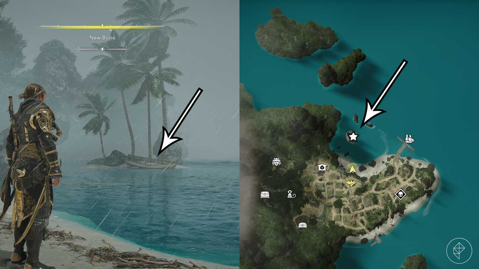 A treasure location in Assassin's Creed Black Flag Resynced.