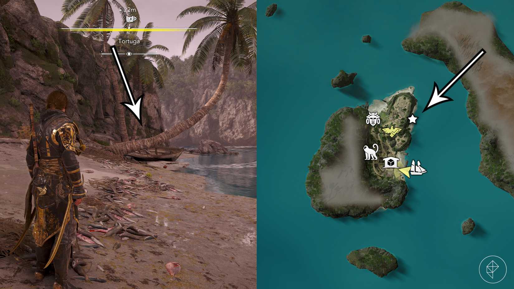 A treasure location in Assassin's Creed Black Flag Resynced.