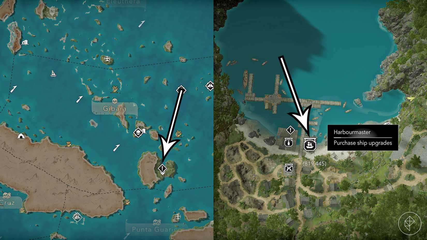 The location of the harbormaster in Assassin's Creed Black Flag Resynced, which players must upgrade to use their ultimate plans