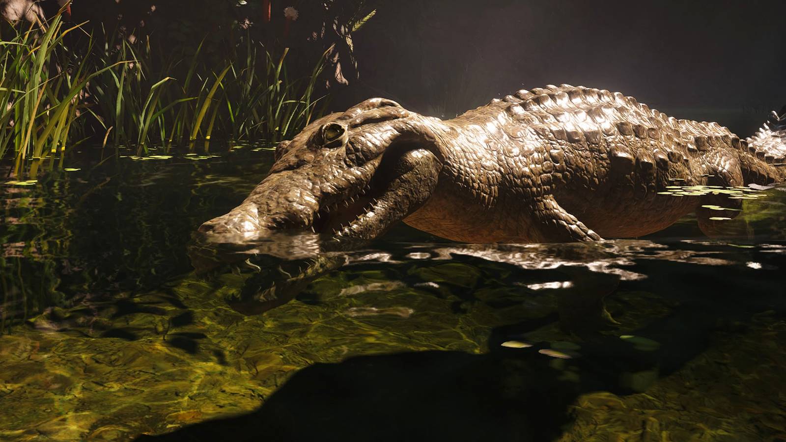 An Assassin's Creed Black Flag Resynced screenshot showing a crocodile
