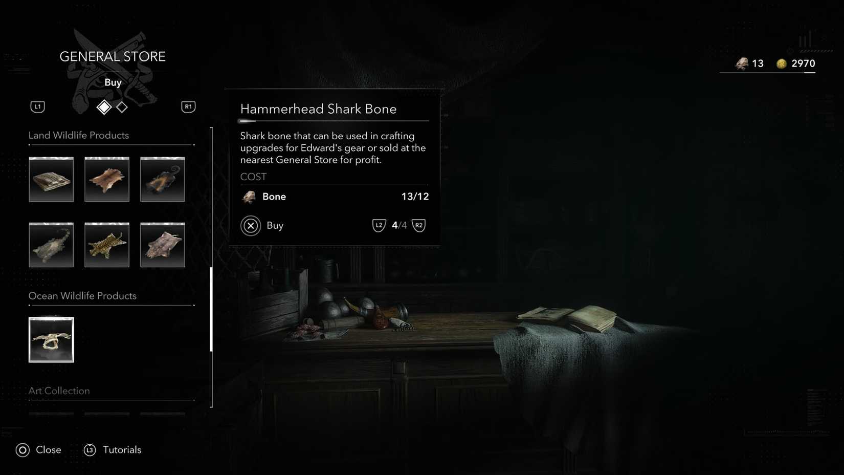 An Assassin's Creed Black Flag Resynced screenshot showing the General Store menu