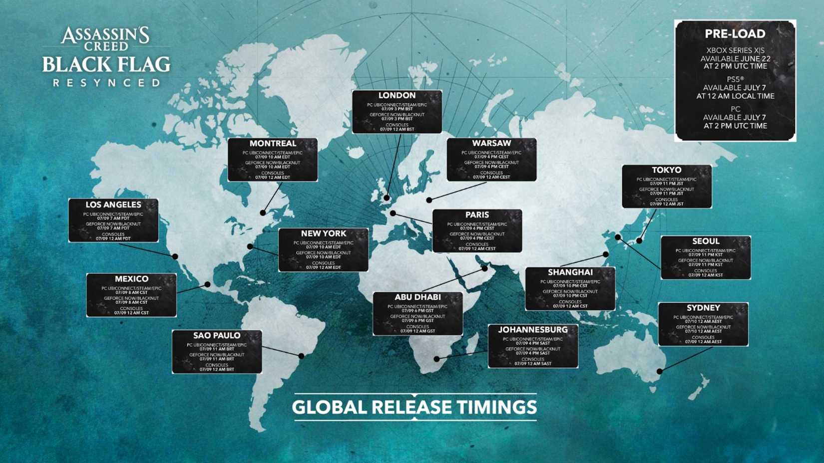 AC Black Flag Resynced's release time map