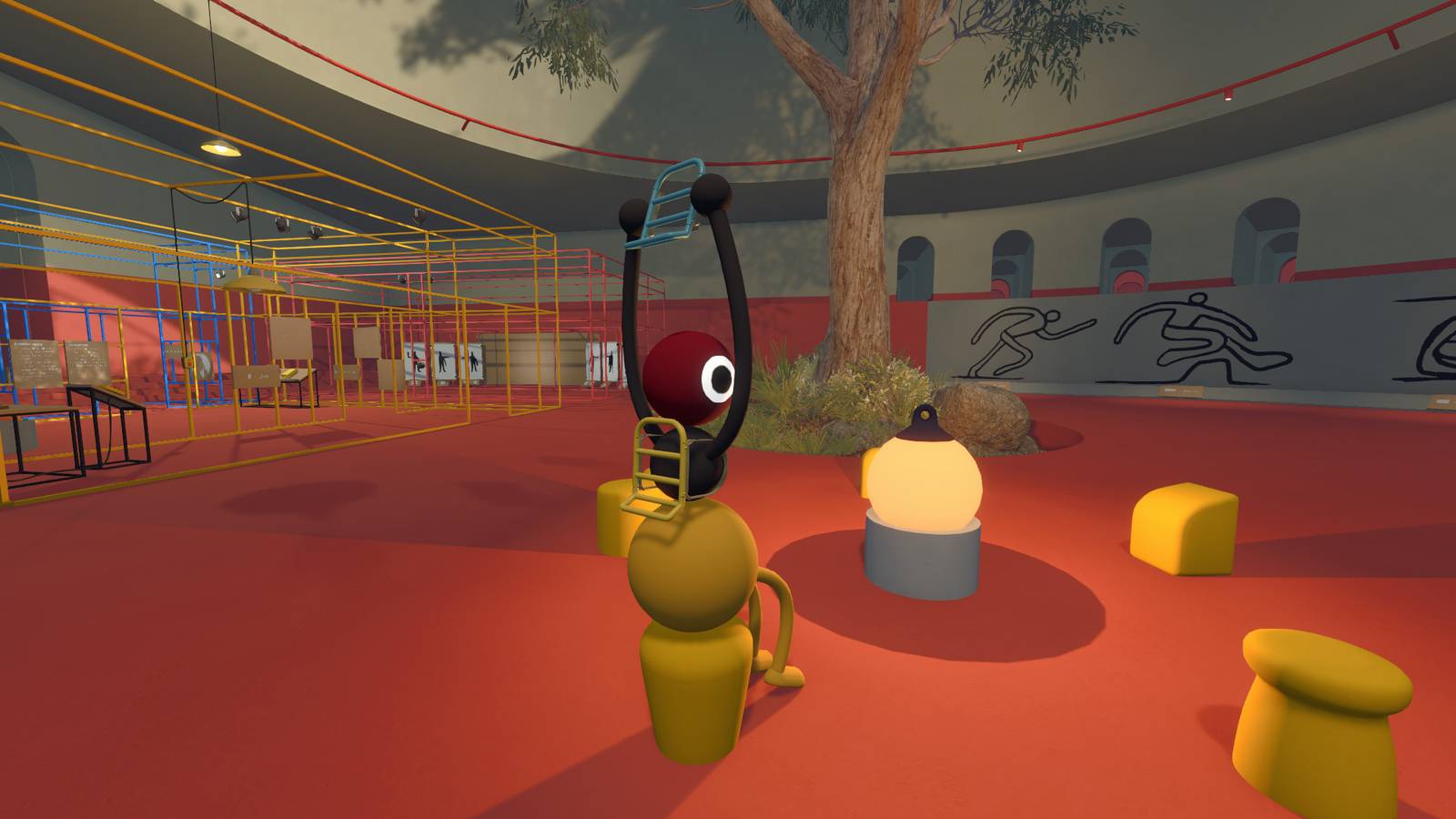 A creature made out of three balls holding a backpack and wearing a backpack in Big Walk.