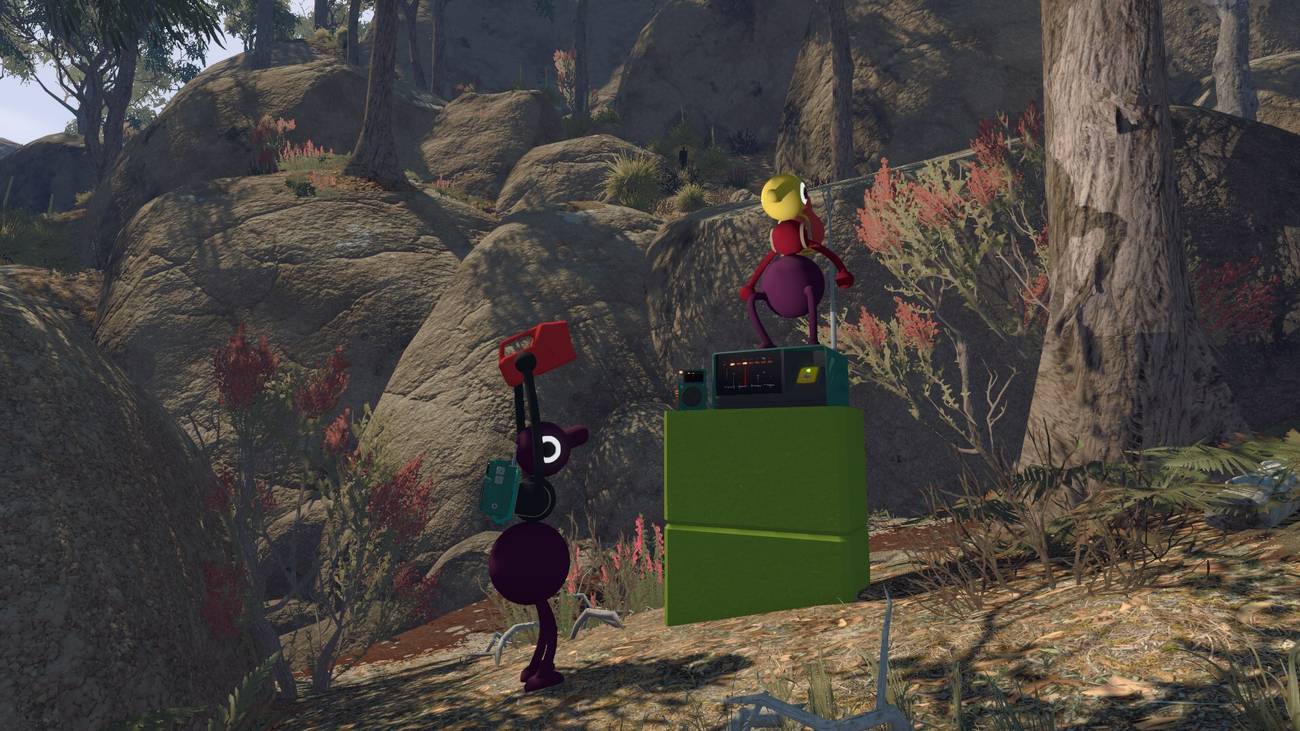 A character dances on a radio in Big Walk.