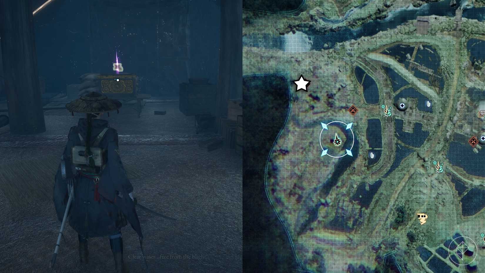 A montage of two Beast of Reincarnation images showing the location of a Memory Chip