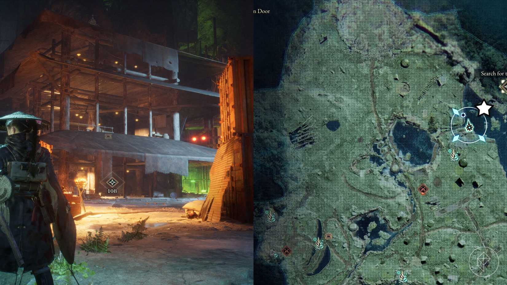 A montage of two Beast of Reincarnation images showing the location of a Memory Chip