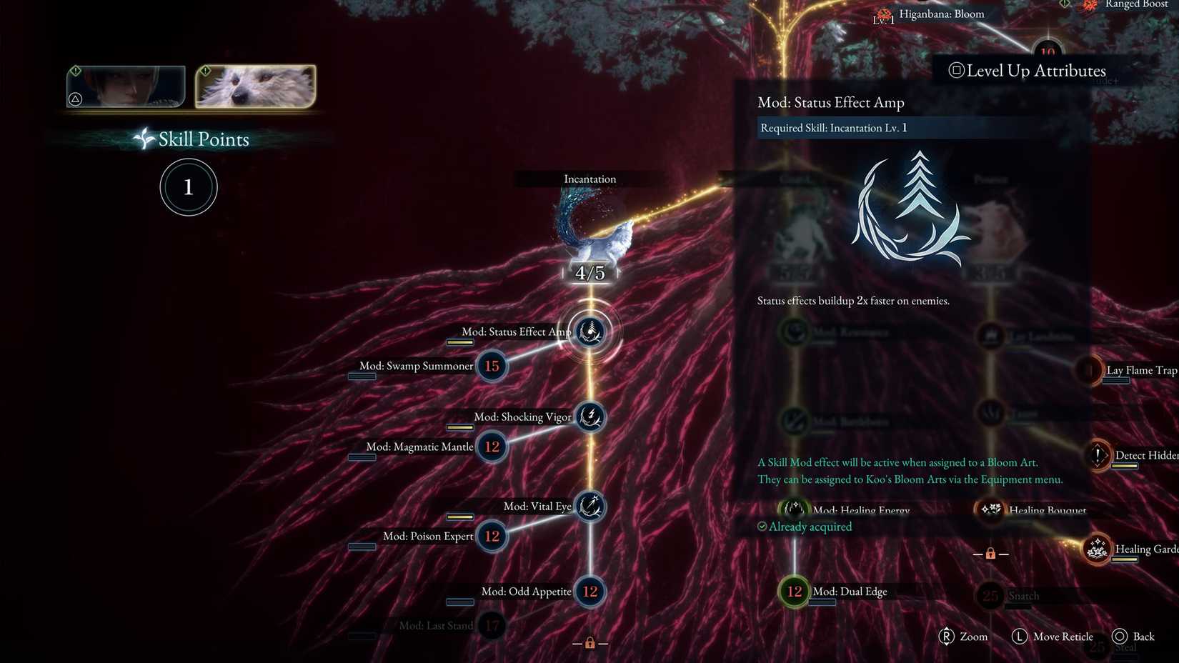 A Beast of Reincarnation screenshot showing Koo's skill tree