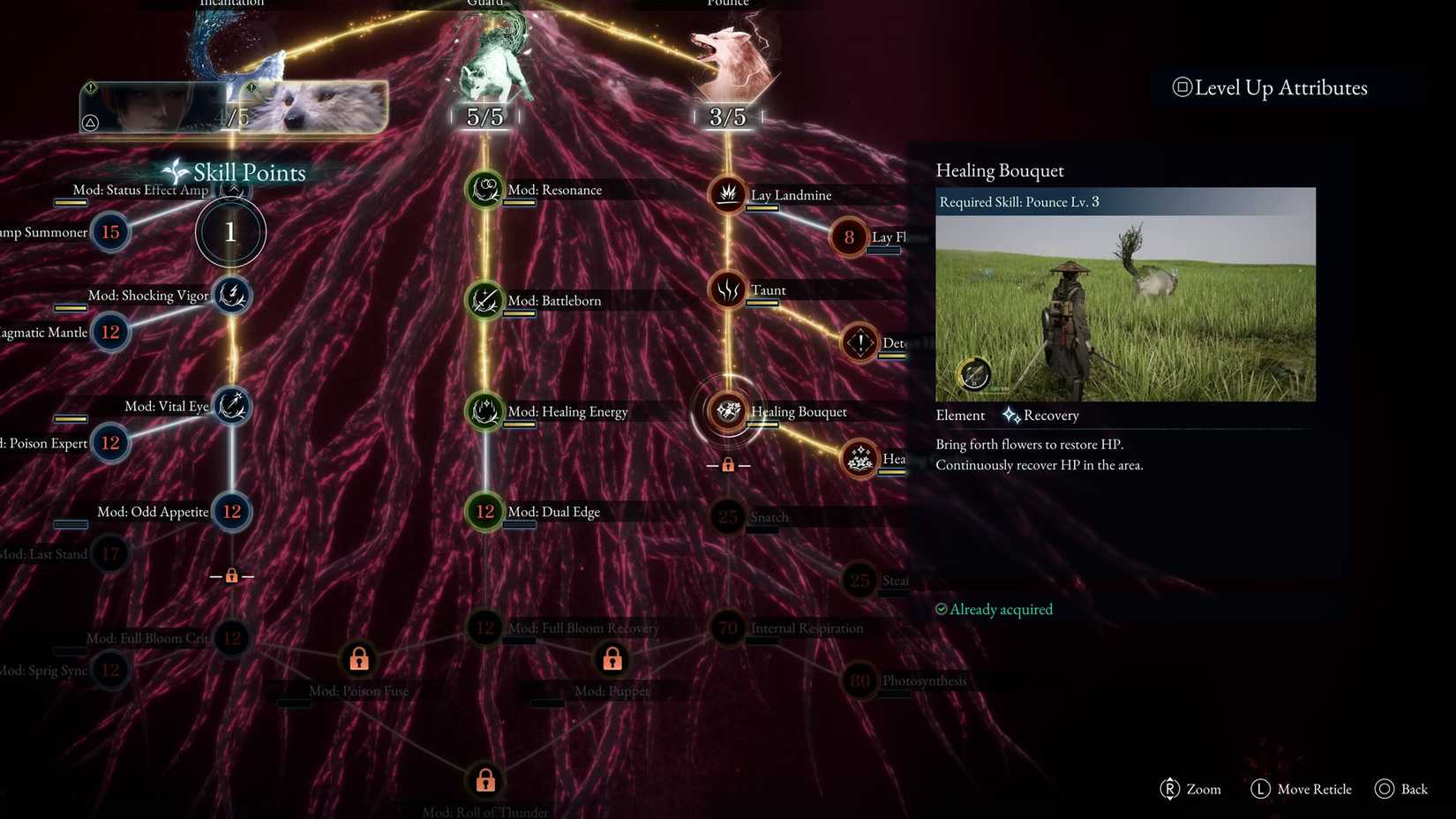 A Beast of Reincarnation screenshot showing Koo's skill tree
