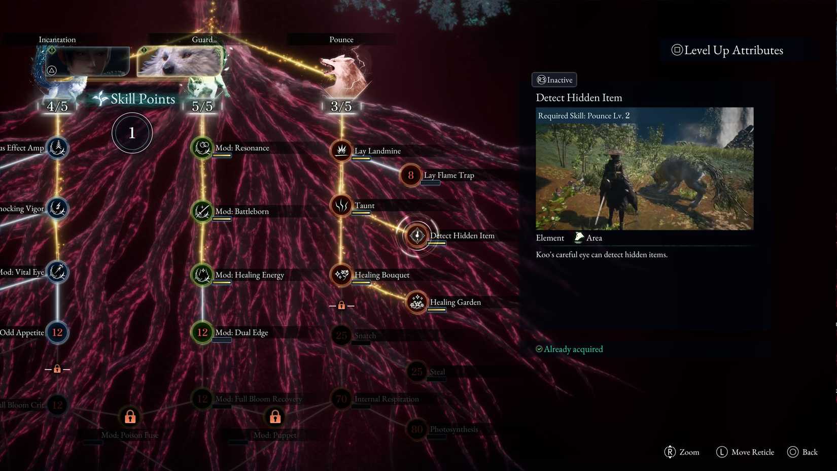 A Beast of Reincarnation screenshot showing Koo's skill tree