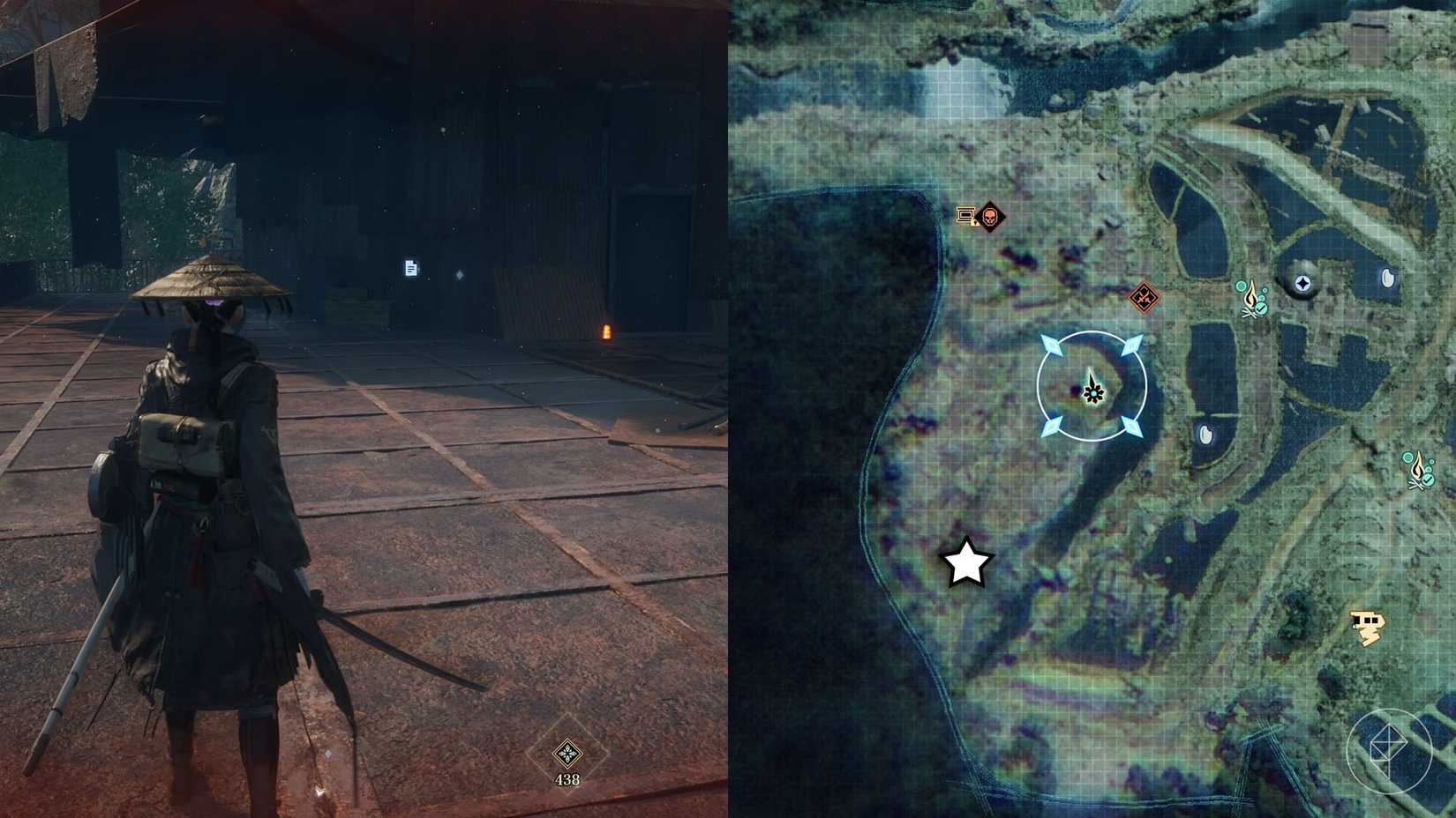 A montage of two Beast of Reincarnation images showing the location of the fire arrow manual