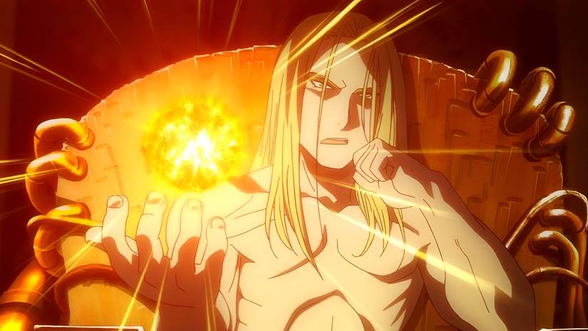 Father causally forms a mini sun in the palm of his hand in Fullmetal Alchemist: Brotherhood