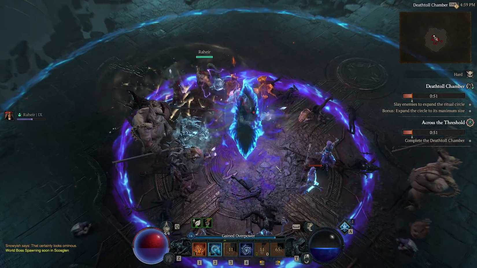 A Diablo 4 screenshot showing the Deathtoll Chamber