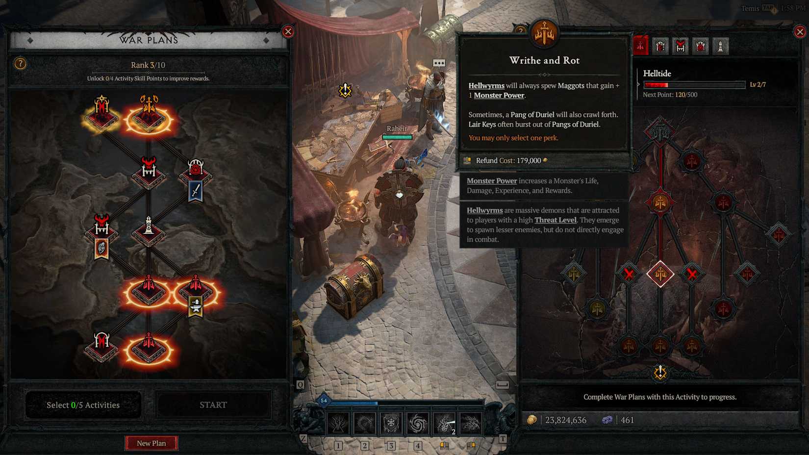 A Diablo 4 screenshot showing the Helltide perks