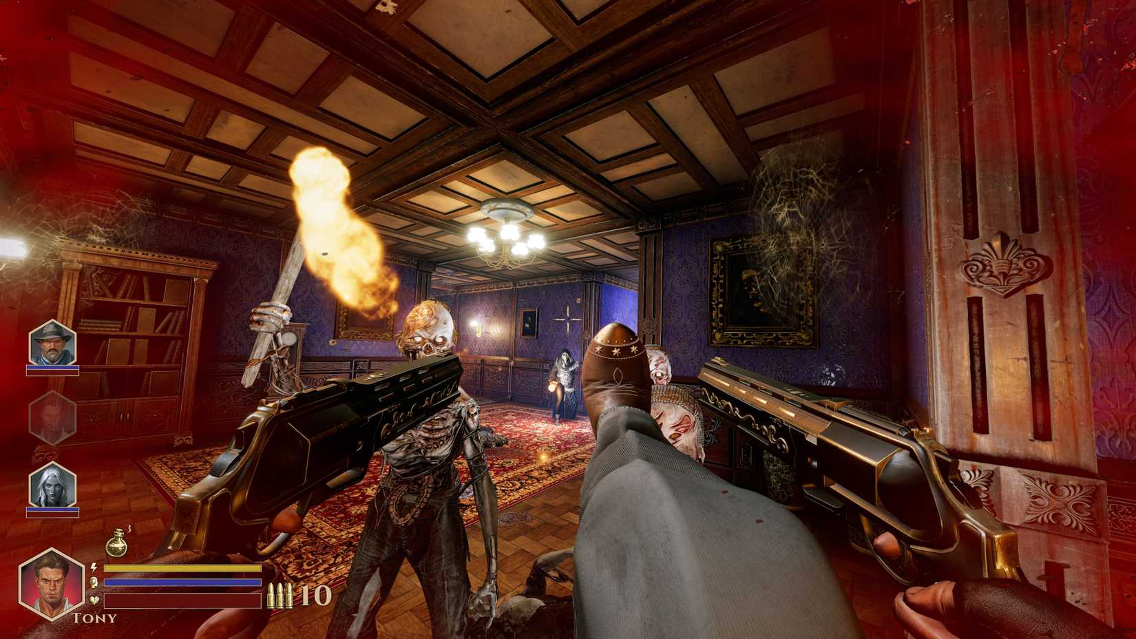 Dual wielding pistols against monsters in Deepward.