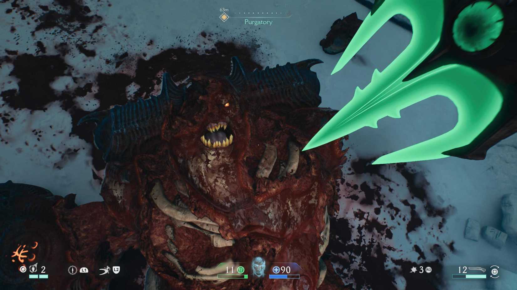 Doom TDA Revelations the Slayer about to use his spear to stab a decimated demon