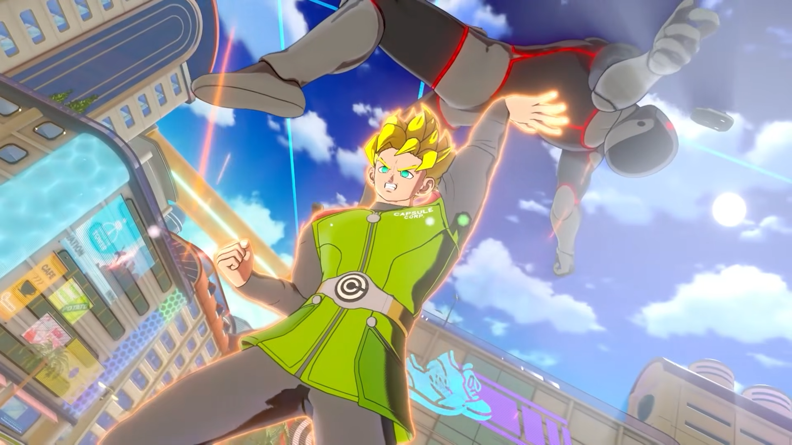 Một siêu Saiyan đang nhấc bổng kẻ địch