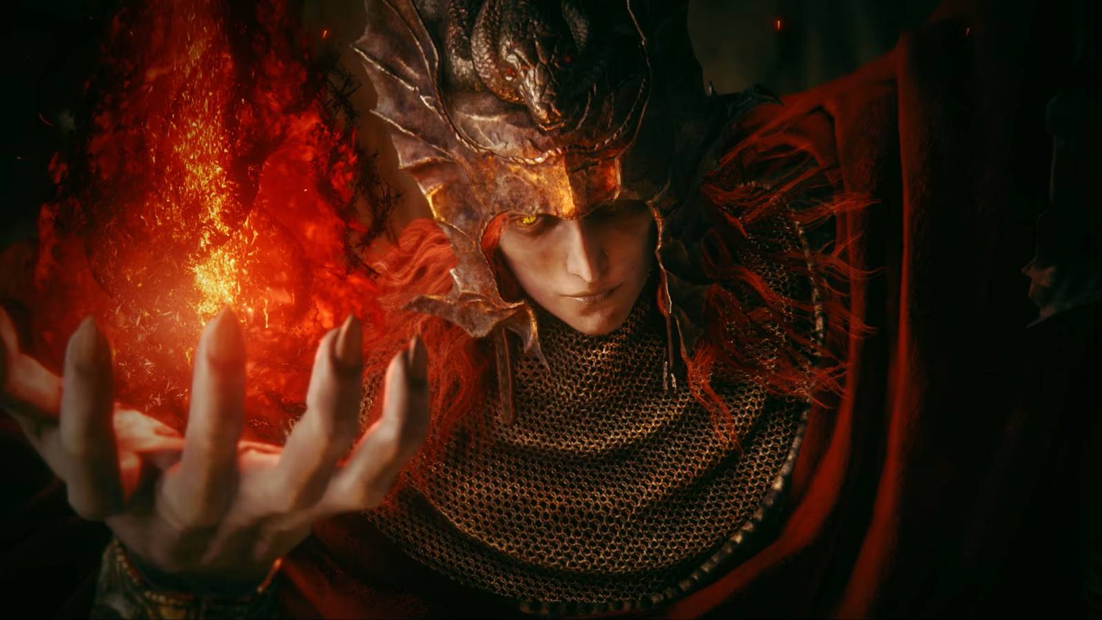 A creepy sorcerer holds a fireball