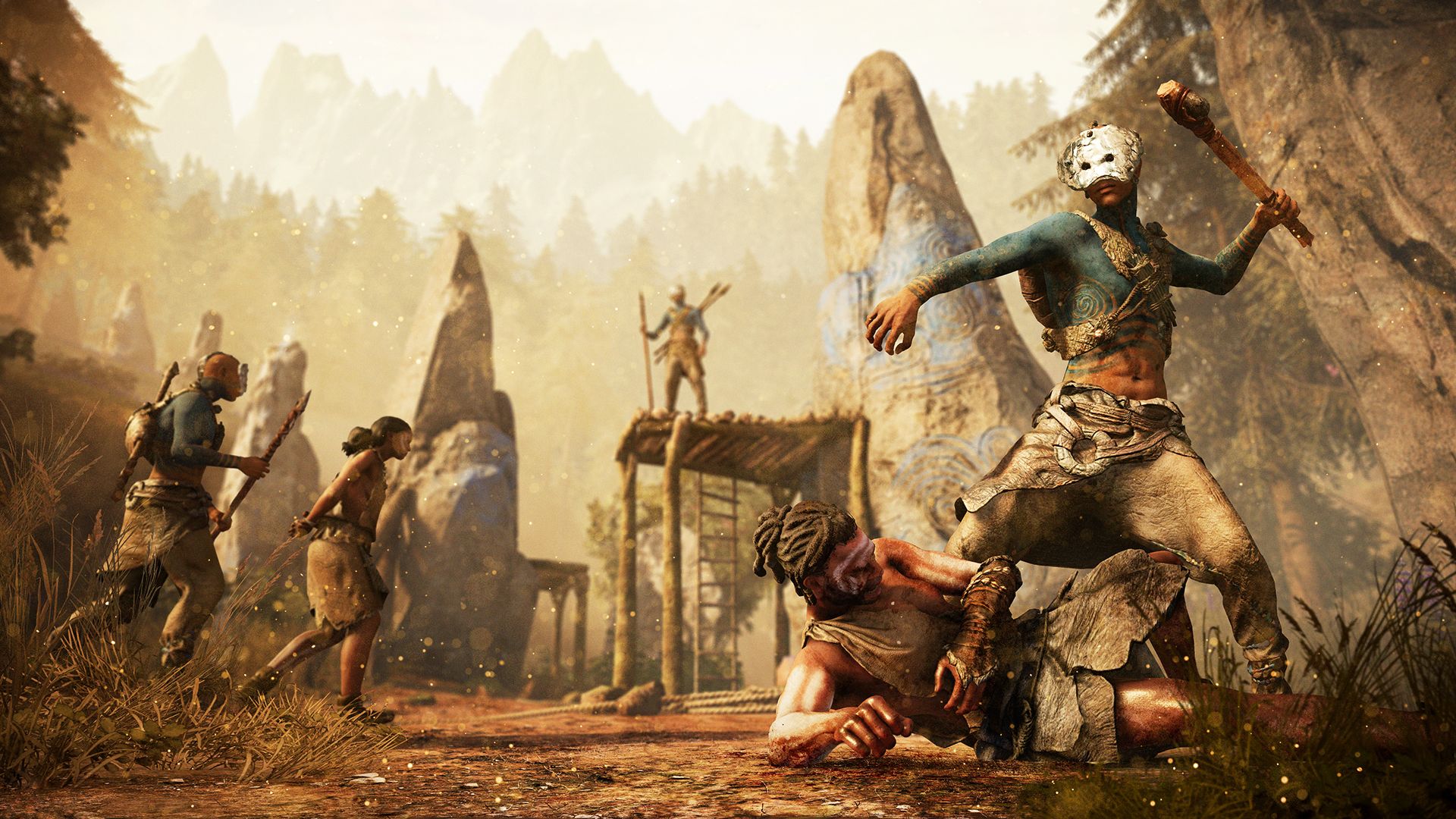 far cry character beating enemy with club