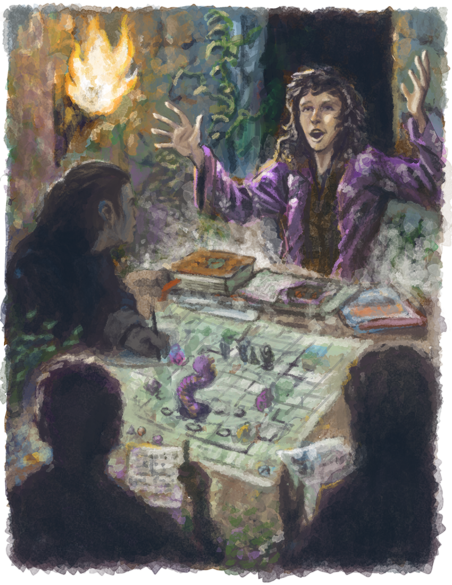 Game master at the table playing D&D