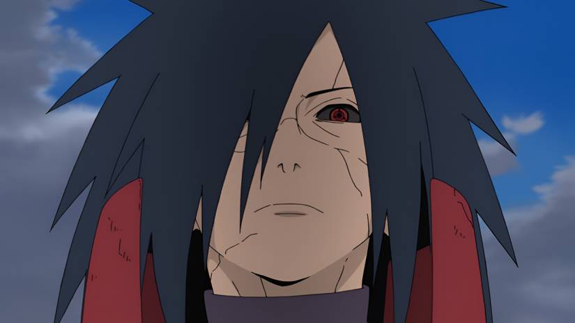 Madara Uchiha looks menacing in an episode of Naruto