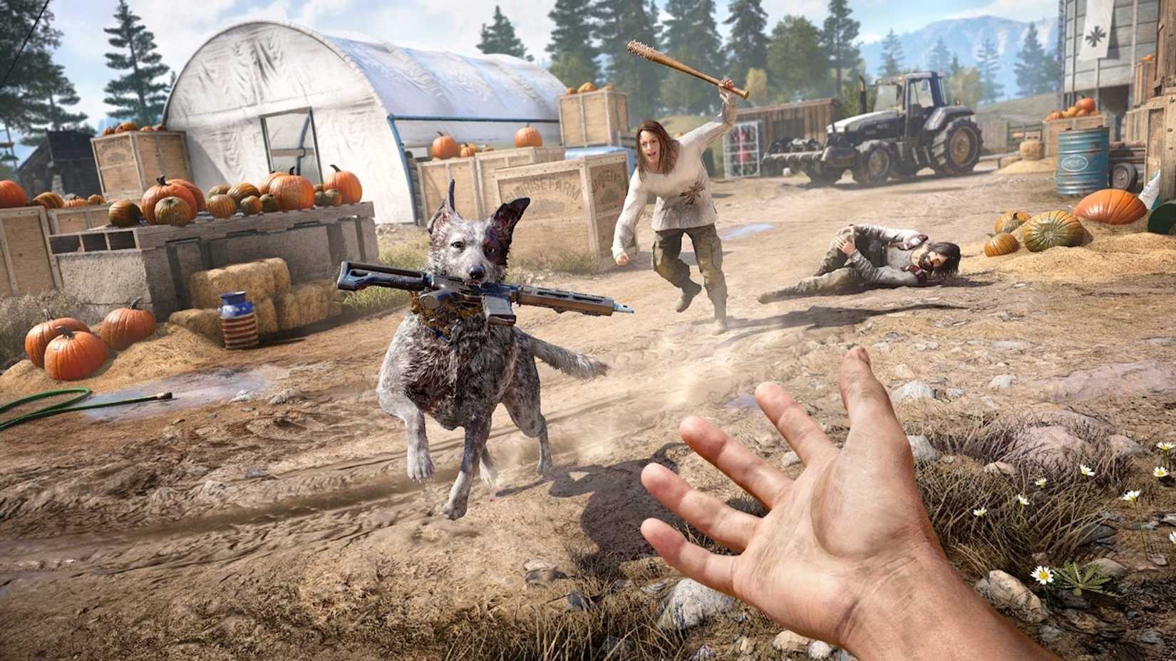 A dog with an assault rifle in Far Cry 5
