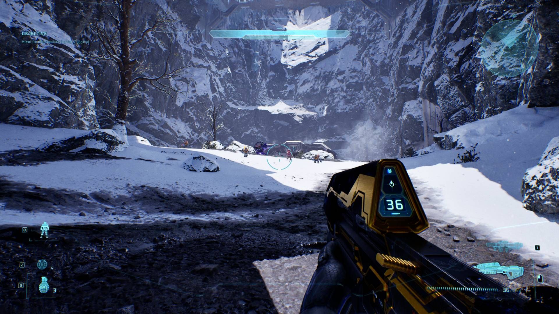The player in Halo Campaign Evolved holding an assault rifle.