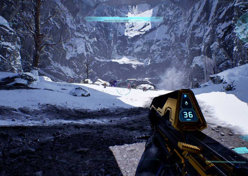 The player in Halo Campaign Evolved holding an assault rifle.