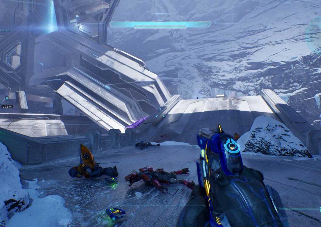The player in Halo Campaign Evolved on the bridge above the Cowbell skull.