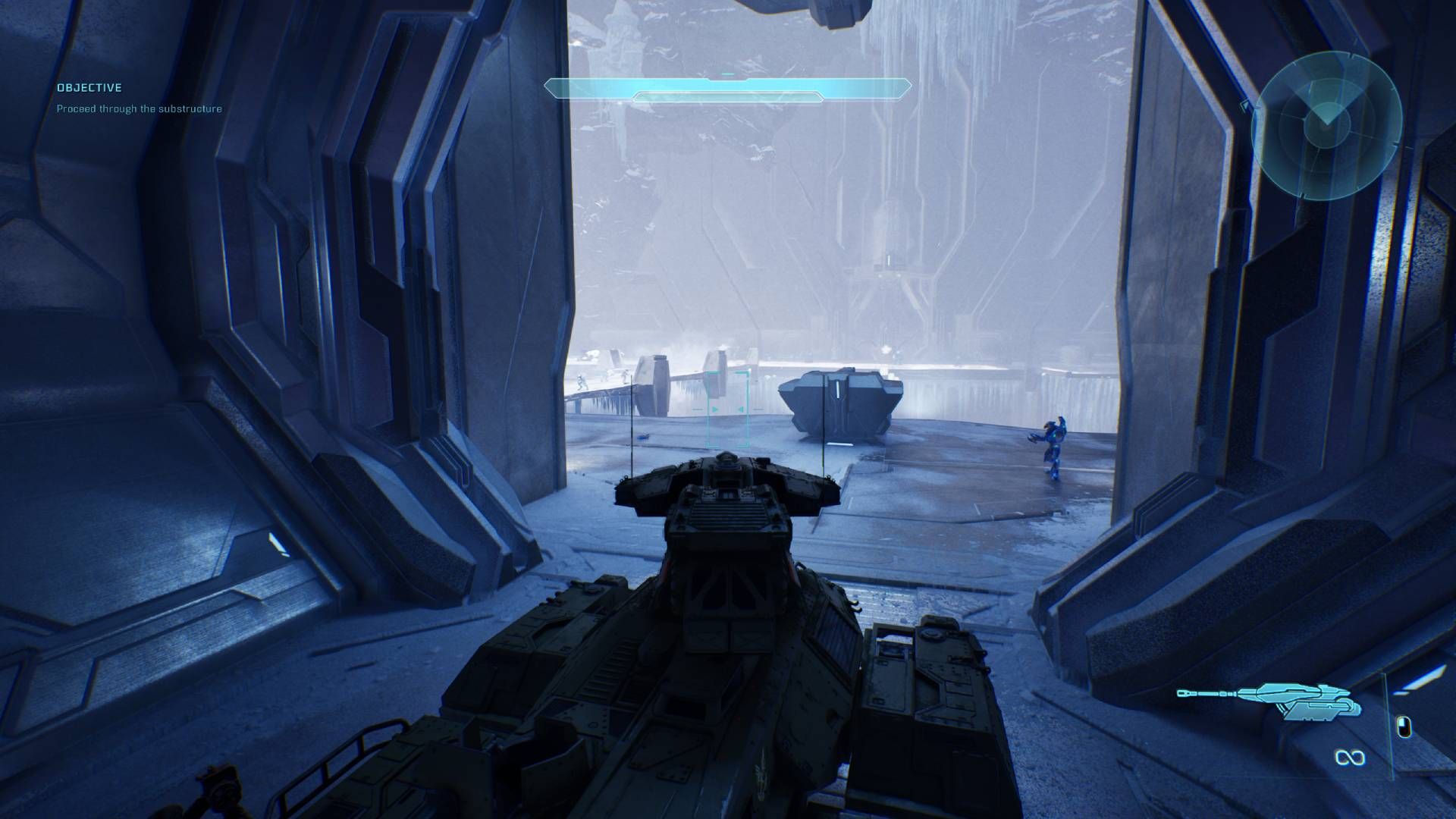 The player in Halo Campaign Evolved driving a scorpion tank.