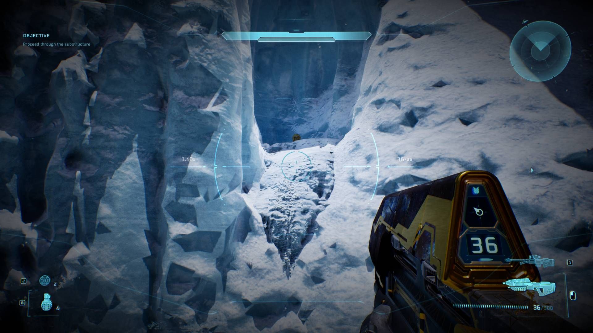 The player in Halo Campaign Evolved looking at the ledge with the IWHBYD skull in.