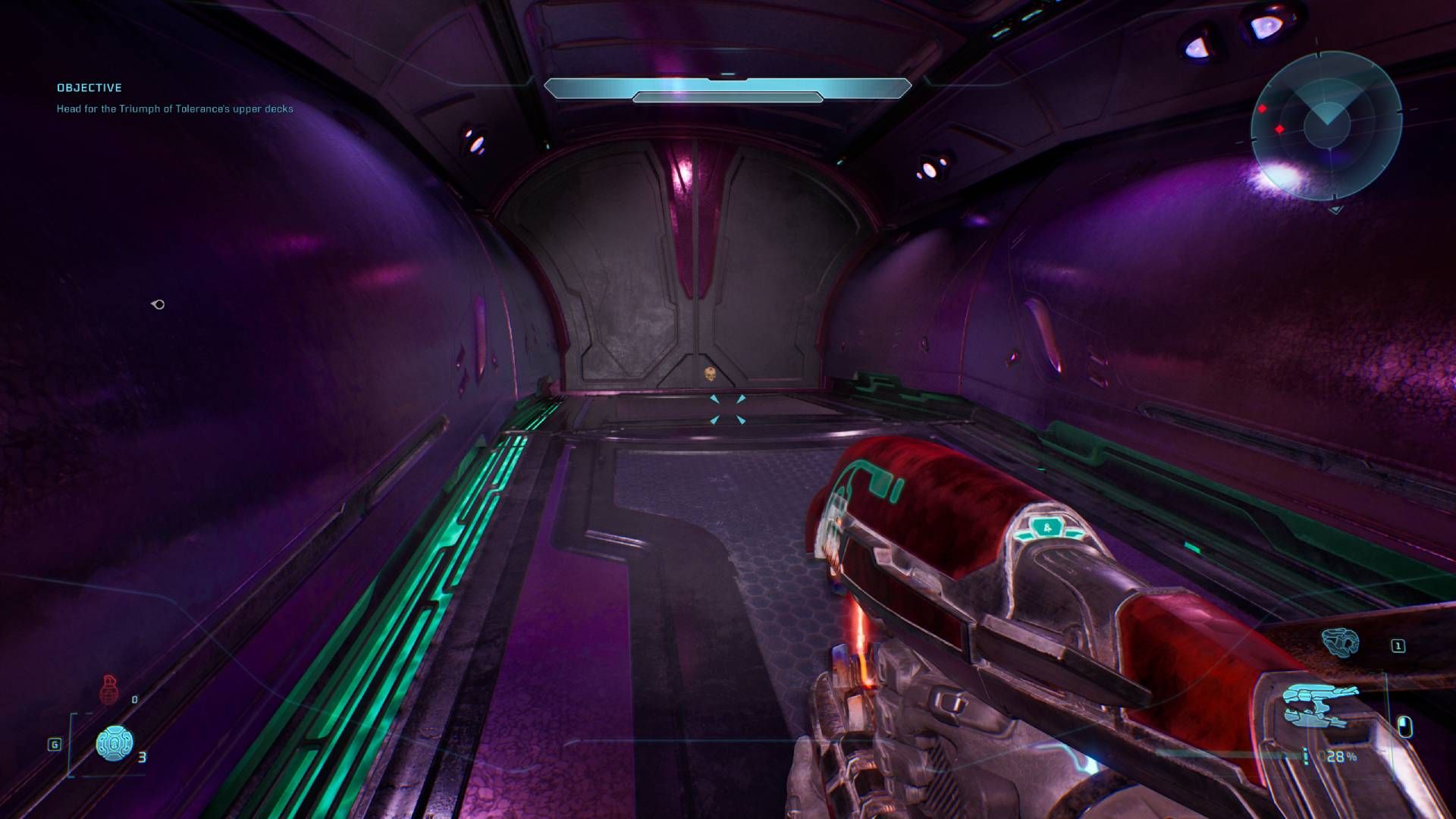 플레이어가 Halo: The Evolved Campaign에서 리드헤드 해골을 보고 있습니다.