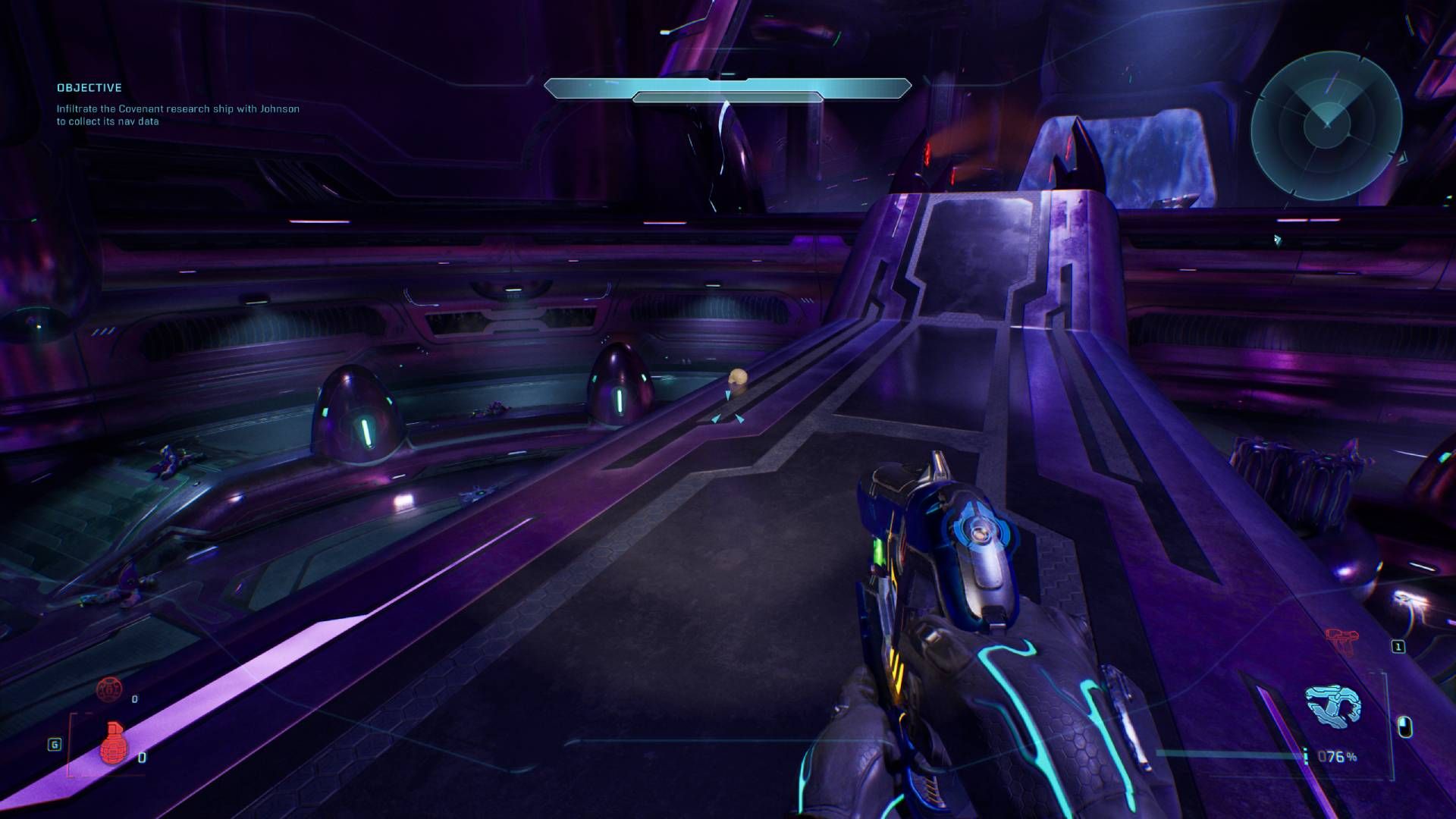 플레이어가 Halo: The Evolved Campaign에서 없어진 해골을 보고 있습니다.