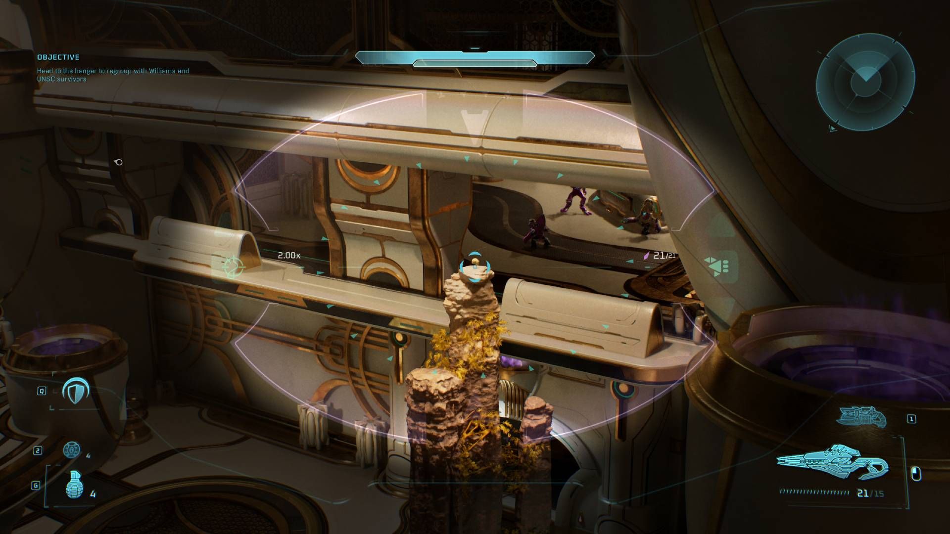  Campaign Evolved aiming down the sights at the skull on top of the rock.