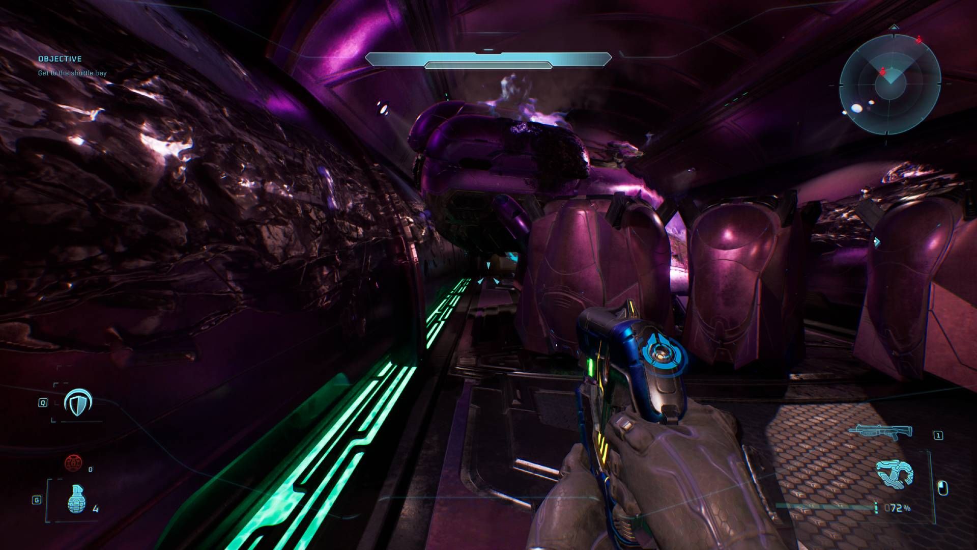 The player in Halo: Campaign Evolved looking at the crawlspace behind a wraith.